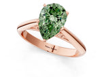 Fancy Green Pear Cut Diamond Cathedral Solitaire Engagement Ring in Rose gold with Prong Setting_1