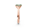 Fancy Green Pear Cut Diamond Cathedral Solitaire Engagement Ring in Rose gold with Prong Setting_2