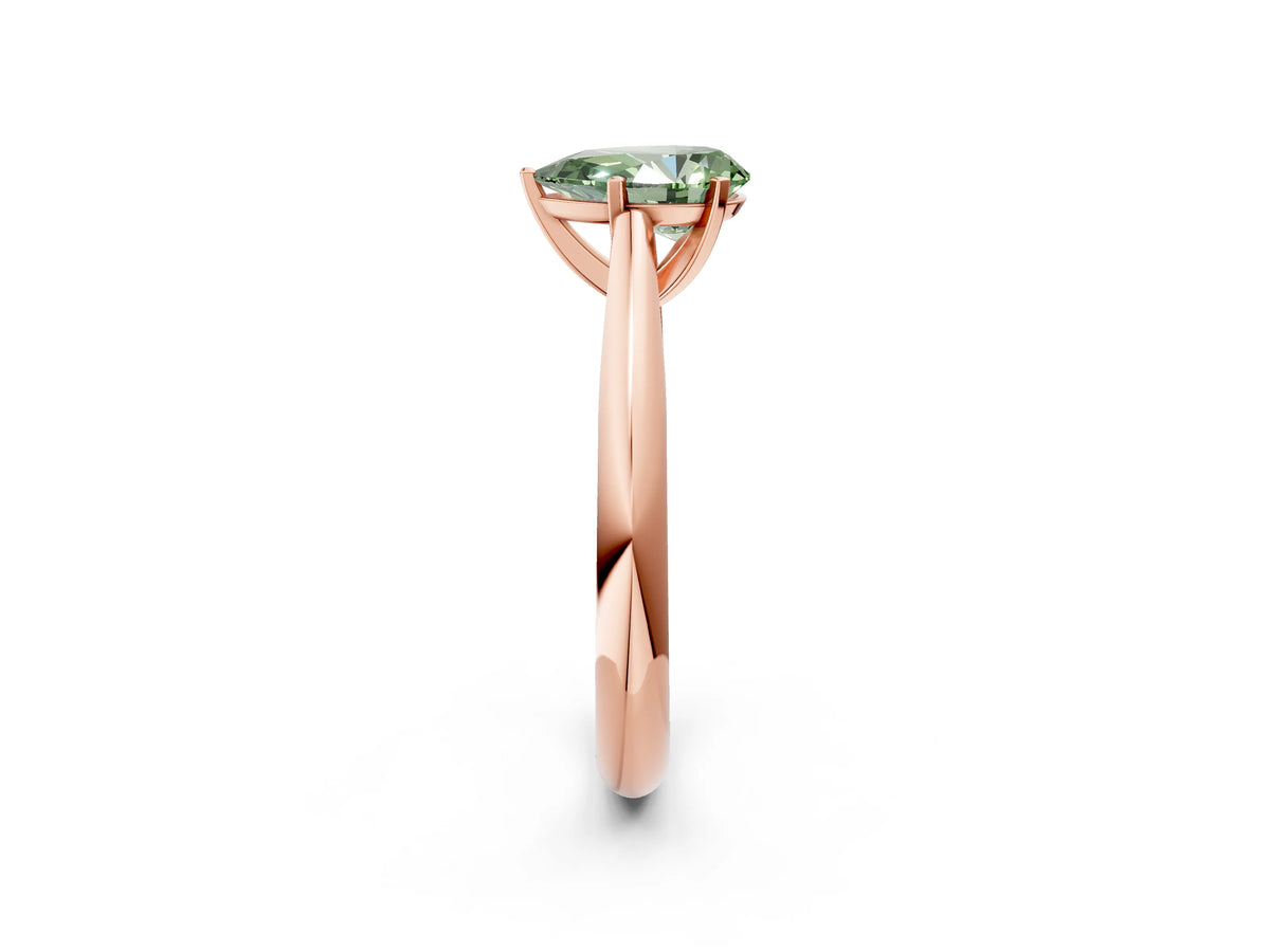 Fancy Green Pear Cut Diamond Cathedral Solitaire Engagement Ring in Rose gold with Prong Setting_2