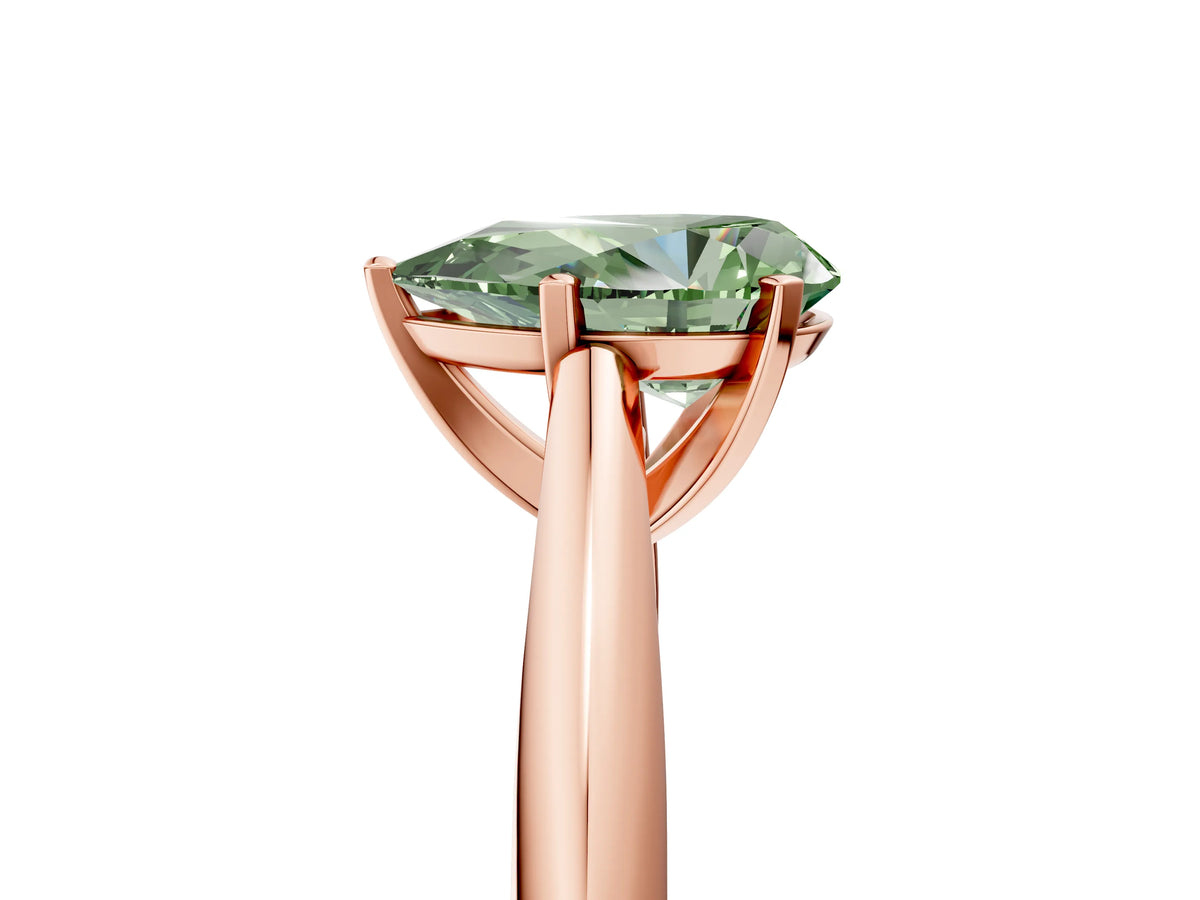 Fancy Green Pear Cut Diamond Cathedral Solitaire Engagement Ring in Rose gold with Prong Setting_5