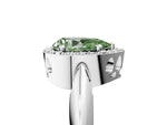 Fancy Green Pear Cut Diamond Halo Engagement Ring in Platinum with Plain Split Shank and Prong Setting_17