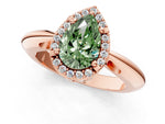 Fancy Green Pear Cut Diamond Halo Engagement Ring in Rose gold with Plain Split Shank and Prong Setting_1