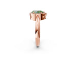 Fancy Green Pear Cut Diamond Halo Engagement Ring in Rose gold with Plain Split Shank and Prong Setting_2