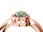 Fancy Green Pear Cut Diamond Halo Engagement Ring in Rose gold with Plain Split Shank and Prong Setting_4