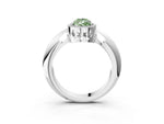 Fancy Green Pear Cut Diamond Halo Engagement Ring in Silver with Plain Split Shank and Prong Setting_15