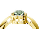Fancy Green Pear Cut Diamond Halo Engagement Ring in Yellow gold with Plain Split Shank and Prong Setting_4