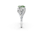 Fancy Green Pear Cut Diamond Halo Ring in Platinum with Marquise and Pavé Band in Prong Setting_14