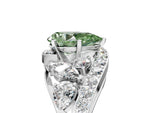 Fancy Green Pear Cut Diamond Halo Ring in Platinum with Marquise and Pavé Band in Prong Setting_17