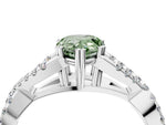Fancy Green Pear Cut Diamond Solitaire Ring in Platinum with Interwoven Pavé Band and Prong Setting_10