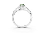 Fancy Green Pear Cut Diamond Solitaire Ring in Platinum with Interwoven Pavé Band and Prong Setting_9