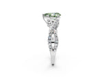 Fancy Green Pear Cut Diamond Solitaire Ring in White gold with Interwoven Pavé Band and Prong Setting_2