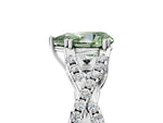Fancy Green Pear Cut Diamond Solitaire Ring in White gold with Interwoven Pavé Band and Prong Setting_5