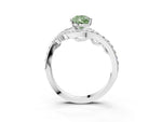 Fancy Green Pear Cut Diamond Solitaire Ring in White gold with Pavé Twist Band and Prong Setting_3