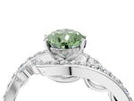 Fancy Green Pear Cut Diamond Solitaire Ring in White gold with Pavé Twist Band and Prong Setting_4