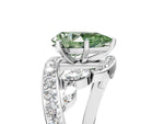 Fancy Green Pear Cut Diamond Solitaire Ring in White gold with Pavé Twist Band and Prong Setting_5