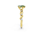 Fancy Green Pear Cut Diamond Solitaire Ring in Yellow gold with Twisted Ribbon Band and Round Accents_2