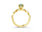 Fancy Green Pear Cut Diamond Solitaire Ring in Yellow gold with Twisted Ribbon Band and Round Accents_3
