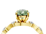 Fancy Green Pear Cut Diamond Solitaire Ring in Yellow gold with Twisted Ribbon Band and Round Accents_4