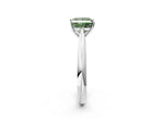 Fancy Green Princess Cut Diamond Cathedral Solitaire Engagement Ring in Silver with Prong Setting_2