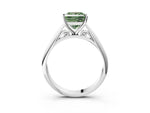 Fancy Green Princess Cut Diamond Cathedral Solitaire Engagement Ring in Silver with Prong Setting_3