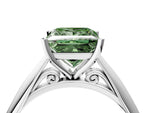 Fancy Green Princess Cut Diamond Cathedral Solitaire Engagement Ring in Silver with Prong Setting_4