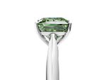 Fancy Green Princess Cut Diamond Cathedral Solitaire Engagement Ring in Silver with Prong Setting_5