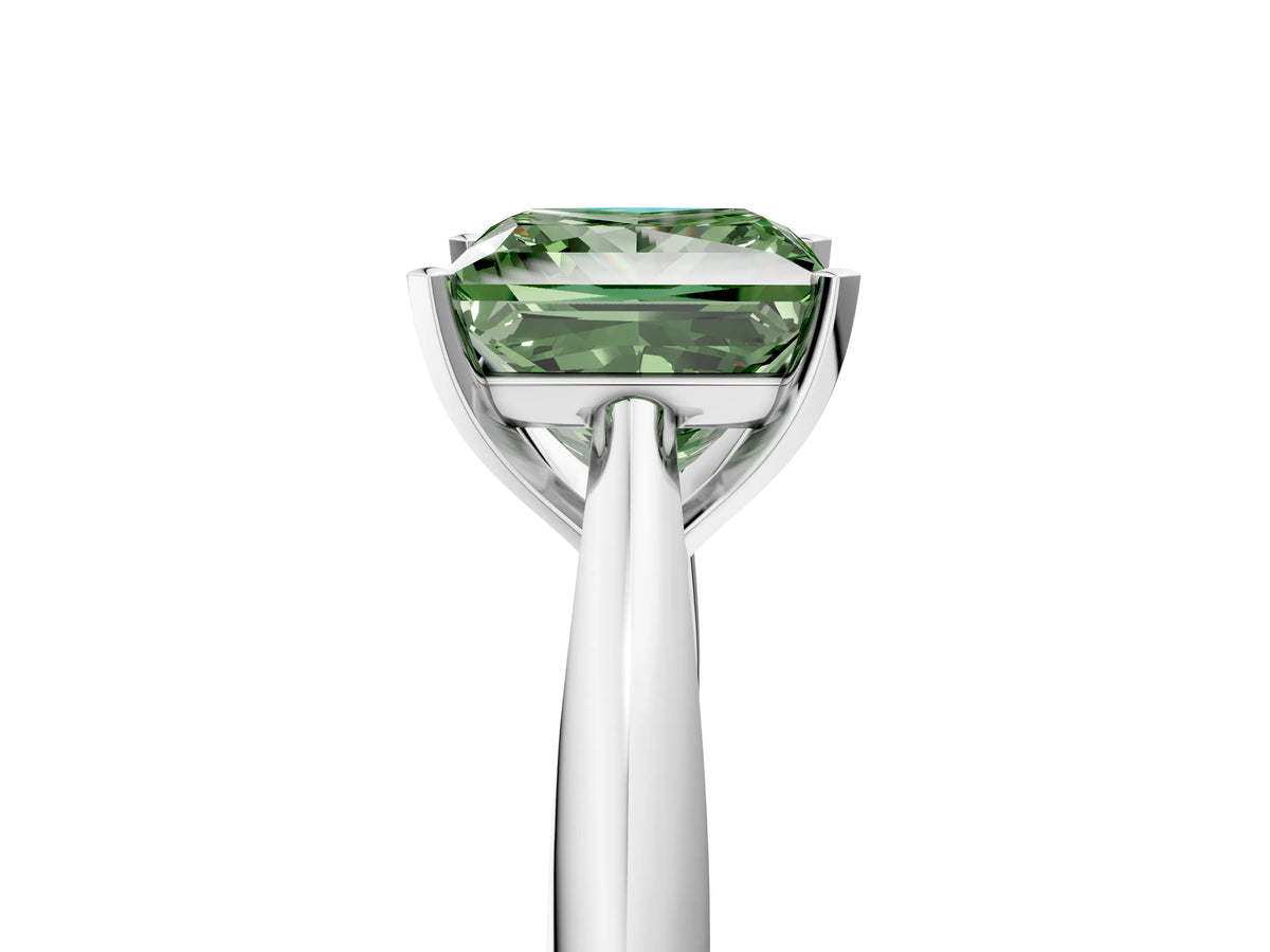 Fancy Green Princess Cut Diamond Cathedral Solitaire Engagement Ring in Silver with Prong Setting_5
