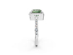 Fancy Green Princess Cut Diamond Halo Engagement Ring in Platinum with Milgrain Detail and Pavé Band_14