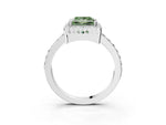 Fancy Green Princess Cut Diamond Halo Engagement Ring in Platinum with Milgrain Detail and Pavé Band_15