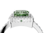 Fancy Green Princess Cut Diamond Halo Engagement Ring in Platinum with Milgrain Detail and Pavé Band_16
