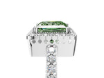 Fancy Green Princess Cut Diamond Halo Engagement Ring in Platinum with Milgrain Detail and Pavé Band_17