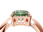 Fancy Green Princess Cut Diamond Halo Engagement Ring in Rose gold with Plain Split Shank and Prong Setting_4