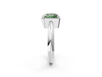 Fancy Green Princess Cut Diamond Halo Engagement Ring in Silver with Plain Split Shank and Prong Setting_14