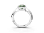 Fancy Green Princess Cut Diamond Halo Engagement Ring in Silver with Plain Split Shank and Prong Setting_15