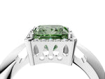 Fancy Green Princess Cut Diamond Halo Engagement Ring in Silver with Plain Split Shank and Prong Setting_16