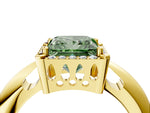 Fancy Green Princess Cut Diamond Halo Engagement Ring in Yellow gold with Plain Split Shank and Prong Setting_4