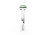 Fancy Green Princess Cut Diamond Halo Ring in Platinum with Cathedral Band and Prong Setting_8