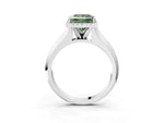 Fancy Green Princess Cut Diamond Halo Ring in Platinum with Cathedral Band and Prong Setting_9