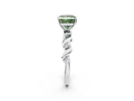 Fancy Green Princess Cut Diamond Solitaire Ring in Platinum with Twisted Ribbon Band and Round Accents_2