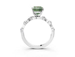 Fancy Green Princess Cut Diamond Solitaire Ring in Platinum with Twisted Ribbon Band and Round Accents_3