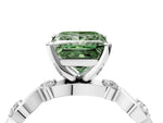 Fancy Green Princess Cut Diamond Solitaire Ring in Platinum with Twisted Ribbon Band and Round Accents_4