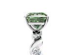Fancy Green Princess Cut Diamond Solitaire Ring in Platinum with Twisted Ribbon Band and Round Accents_5