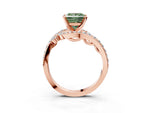 Fancy Green Princess Cut Diamond Solitaire Ring in Rose gold with Pavé Twist Band and Prong Setting_3