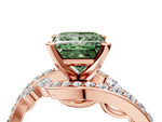 Fancy Green Princess Cut Diamond Solitaire Ring in Rose gold with Pavé Twist Band and Prong Setting_4