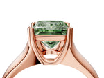 Fancy Green Princess Cut Diamond Solitaire Ring in Rose gold with Smooth Wide Band and Prong Setting_4