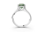 Fancy Green Princess Cut Diamond Solitaire Ring in Silver with Smooth Wide Band and Prong Setting_15