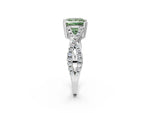 Fancy Green Princess Cut Diamond Solitaire Ring in White gold with Interwoven Pavé Band and Prong Setting_2