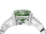 Fancy Green Princess Cut Diamond Solitaire Ring in White gold with Interwoven Pavé Band and Prong Setting_4
