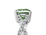Fancy Green Princess Cut Diamond Solitaire Ring in White gold with Interwoven Pavé Band and Prong Setting_5