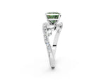 Fancy Green Princess Cut Diamond Solitaire Ring in White gold with Pavé Twist Band and Prong Setting_2